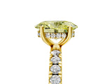Yellow gold Fancy Yellow Oval Cut Diamond Pave Band Solitaire Ring with Four-Prong Setting_60
