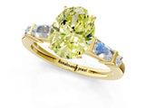 Yellow gold Fancy Yellow Oval  Cut Diamond Ring with Baguette Side Stones, Channel Set Band, and Four-Prong Setting_25