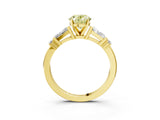 Yellow gold Fancy Yellow Oval  Cut Diamond Ring with Baguette Side Stones, Channel Set Band, and Four-Prong Setting_27