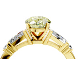 Yellow gold Fancy Yellow Oval  Cut Diamond Ring with Baguette Side Stones, Channel Set Band, and Four-Prong Setting_28