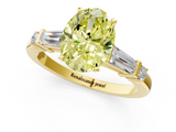 Yellow gold Fancy Yellow Oval  Cut Diamond Ring with Baguette Side Stones, Channel Set Band, and Four-Prong Setting_4