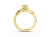 Yellow gold Fancy Yellow Oval  Cut Diamond Ring with Baguette Side Stones, Channel Set Band, and Four-Prong Setting_6