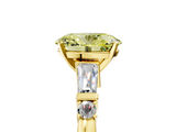 Yellow gold Fancy Yellow Oval  Cut Diamond Ring with Baguette Side Stones, Channel Set Band, and Four-Prong Setting_8