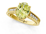 Yellow gold Fancy Yellow Oval Cut Diamond Ring with Milgrain Pavé Band and Four-Prong Setting_25