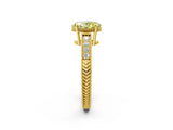 Yellow gold Fancy Yellow Oval Cut Diamond Ring with Milgrain Pavé Band and Four-Prong Setting_26