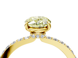 Yellow gold Fancy Yellow Oval  Cut Diamond Ring with Pavé Band and Four-Prong Setting_64