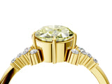 Yellow gold Fancy Yellow Oval Cut Diamond Ring with Side Stones and Four-Prong Setting_151