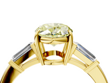 Yellow gold Fancy Yellow Oval  Cut Diamond Ring with Tapered Baguette Side Stones in Four-Prong Setting_7