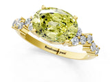 Yellow gold Fancy Yellow Oval Cut Diamond Scattered Round Accent Ring with Prong Setting_13