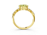 Yellow gold Fancy Yellow Oval Cut Diamond Scattered Round Accent Ring with Prong Setting_15