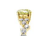 Yellow gold Fancy Yellow Oval Cut Diamond Scattered Round Accent Ring with Prong Setting_17