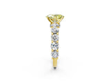 Yellow gold Fancy Yellow Oval Cut Diamond Side Stone Engagement Ring with Four-Prong Setting_26