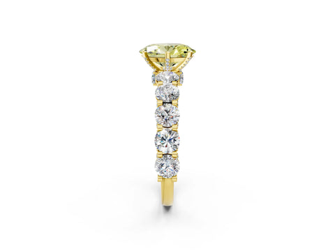 Yellow gold Fancy Yellow Oval Cut Diamond Side Stone Engagement Ring with Four-Prong Setting_26