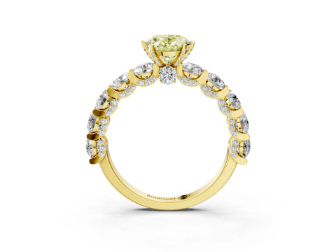 Yellow gold Fancy Yellow Oval Cut Diamond Side Stone Engagement Ring with Four-Prong Setting_27
