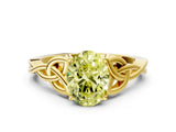 Yellow gold Fancy Yellow Oval Cut Diamond Solitaire Celtic Knot Ring with Four-Prong Setting_60
