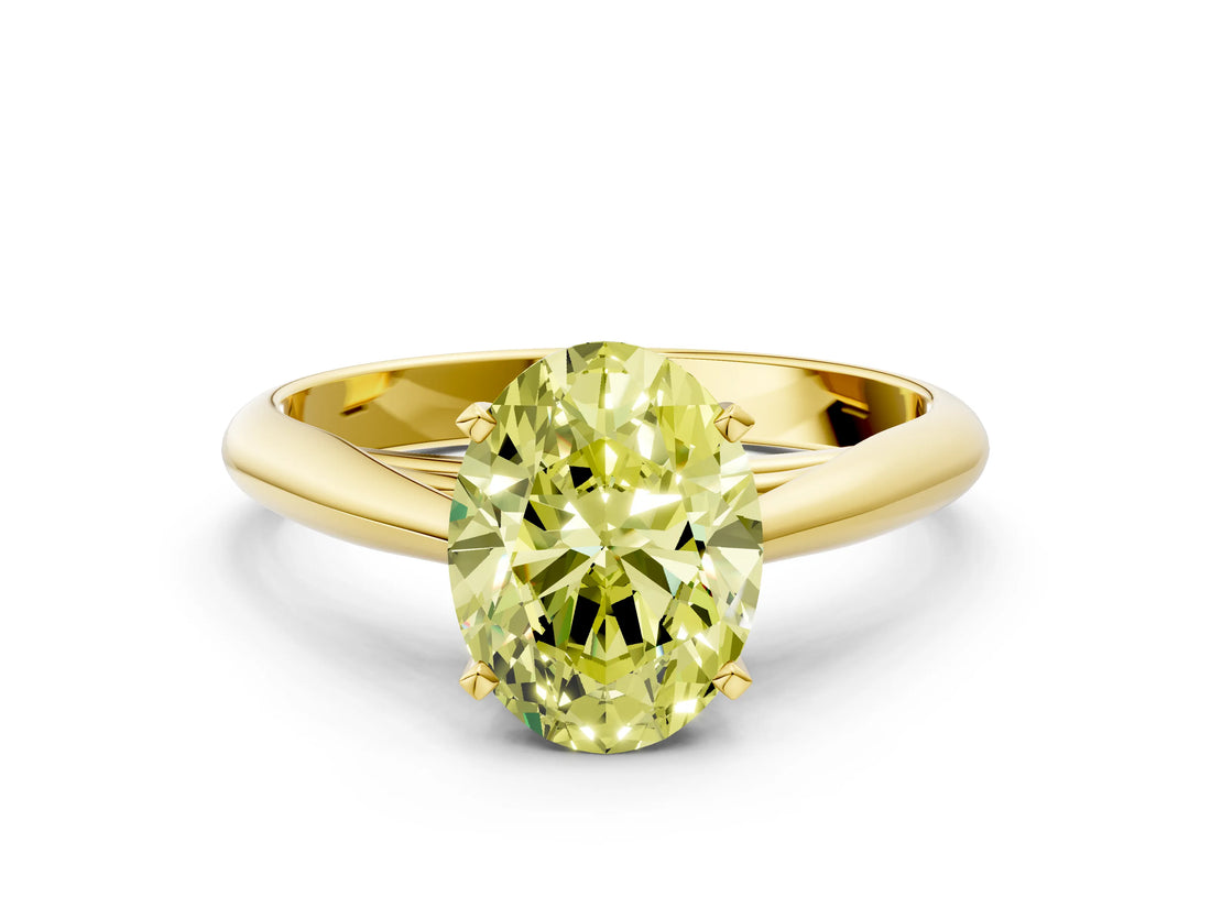 Yellow gold Fancy Yellow Oval Cut Diamond Solitaire Engagement Ring with Cathedral Setting and Four-Prong Mount_42