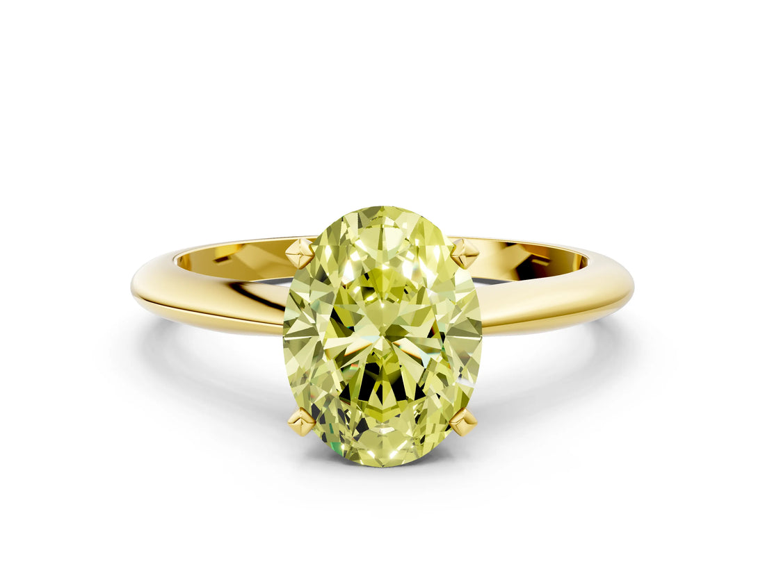 Yellow gold Fancy Yellow Oval Cut Diamond Solitaire Engagement Ring with Classic Band and Four-Prong Setting_36