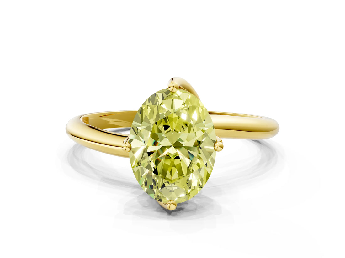 Yellow gold Fancy Yellow Oval Cut Diamond Solitaire Engagement Ring with Four-Prong Setting and Classic Band_20