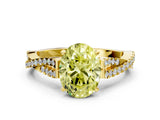 Yellow gold Fancy Yellow Oval Cut Diamond Solitaire Engagement Ring with Twisted Pavé Band and Four-Prong Setting_44