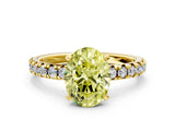 Yellow gold Fancy Yellow Oval Cut Diamond Solitaire Pavé Engagement Ring with Round Band and Prong Setting_13
