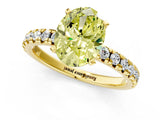 Yellow gold Fancy Yellow Oval Cut Diamond Solitaire Pavé Engagement Ring with Round Band and Prong Setting_14