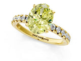 Yellow gold Fancy Yellow Oval Cut Diamond Solitaire Pavé Engagement Ring with Round Band and Prong Setting_68