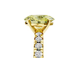Yellow gold Fancy Yellow Oval Cut Diamond Solitaire Pavé Engagement Ring with Round Band and Prong Setting_72