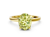 Yellow gold Fancy Yellow Oval Cut Diamond Solitaire Ring with Classic Band and Four-Prong Setting