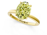 Yellow gold Fancy Yellow Oval Cut Diamond Solitaire Ring with Classic Band and Four-Prong Setting_1