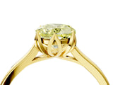 Yellow gold Fancy Yellow Oval Cut Diamond Solitaire Ring with Flower Prong Setting and Classic Band_40