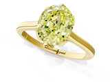 Yellow gold Fancy Yellow Oval Cut Diamond Solitaire Ring with Flower Prong Setting and Classic Band_75