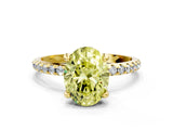 Yellow gold Fancy Yellow Oval Cut Diamond Solitaire Ring with Four-Prong Setting and Pavé Band_3