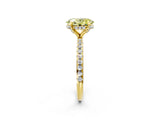 Yellow gold Fancy Yellow Oval Cut Diamond Solitaire Ring with Four-Prong Setting and Pavé Band_5
