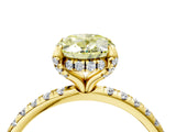 Yellow gold Fancy Yellow Oval Cut Diamond Solitaire Ring with Four-Prong Setting and Pavé Band_7