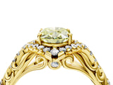 Yellow gold Fancy Yellow Oval Cut Diamond Solitaire Ring with Hidden Halo and Pavé Band_31