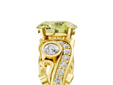 Yellow gold Fancy Yellow Oval Cut Diamond Solitaire Ring with Milgrain Pavé Band and Four-Prong Setting_170