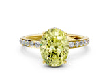 Yellow gold Fancy Yellow Oval Cut Diamond Solitaire Ring with Pavé Band and Hidden Halo_18