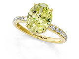 Yellow gold Fancy Yellow Oval Cut Diamond Solitaire Ring with Pavé Band and Hidden Halo_19