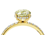 Yellow gold Fancy Yellow Oval Cut Diamond Solitaire Ring with Pavé Band and Hidden Halo_22