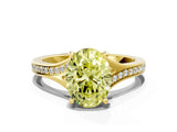 Yellow gold Fancy Yellow Oval Cut Diamond Solitaire Ring with Pavé Band and Prong Setting_12