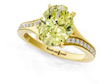 Yellow gold Fancy Yellow Oval Cut Diamond Solitaire Ring with Pavé Band and Prong Setting_13