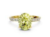 Yellow gold Fancy Yellow Oval Cut Diamond Solitaire Ring with Pave Band and Four Prong Setting_105