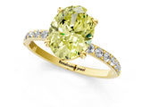 Yellow gold Fancy Yellow Oval Cut Diamond Solitaire Ring with Pave Band and Four Prong Setting_106