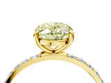 Yellow gold Fancy Yellow Oval Cut Diamond Solitaire Ring with Pave Band and Four Prong Setting_109