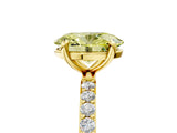Yellow gold Fancy Yellow Oval Cut Diamond Solitaire Ring with Pave Band and Four Prong Setting_110