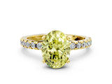 Yellow gold Fancy Yellow Oval Cut Diamond Solitaire Ring with Round  Pavé Band and Four-Prong Setting_36