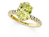 Yellow gold Fancy Yellow Oval Cut Diamond Solitaire Ring with Round  Pavé Band and Four-Prong Setting_37