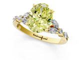 Yellow gold Fancy Yellow Oval Cut Diamond Solitaire Ring with Side Stones and Four-Prong Setting_84