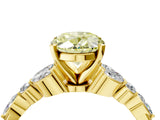 Yellow gold Fancy Yellow Oval Cut Diamond Solitaire Ring with Side Stones and Four-Prong Setting_87