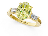 Yellow gold Fancy Yellow Oval  Cut Diamond Solitaire Ring with Tapered Baguette Accents and Four-Prong Setting_46